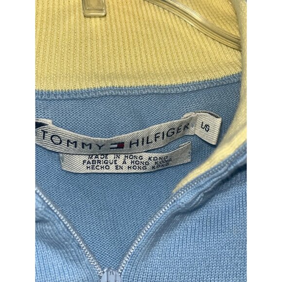 Tommy Hilfiger Light Blue Quarter Zip Pullover Sweater Top L/S Womens Sz L - Picture 4 of 9